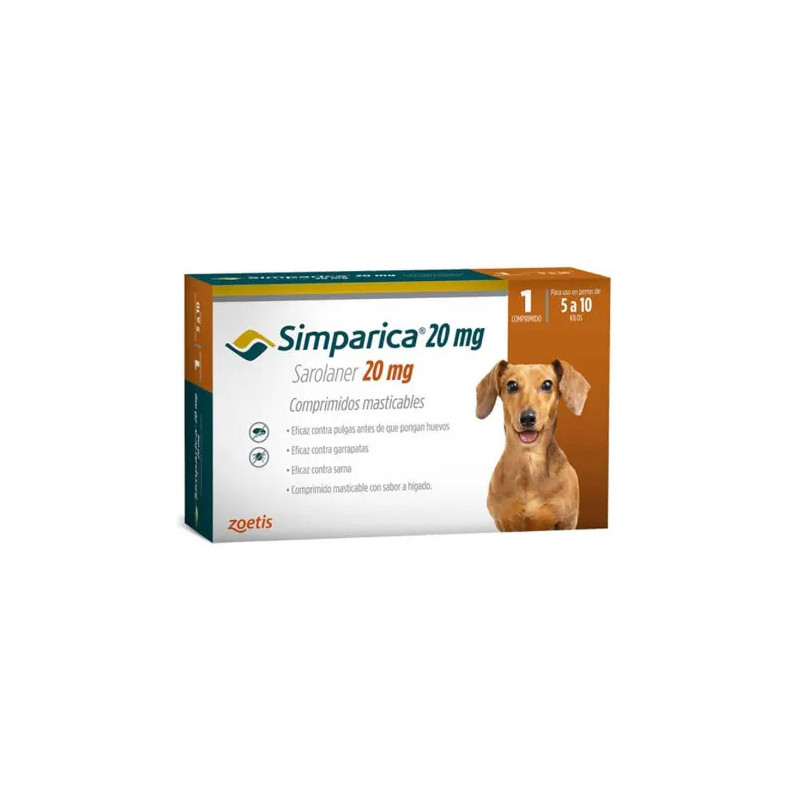 SIMPARICA 20 MG 1 COMPRIMIDO 5 A 10 K