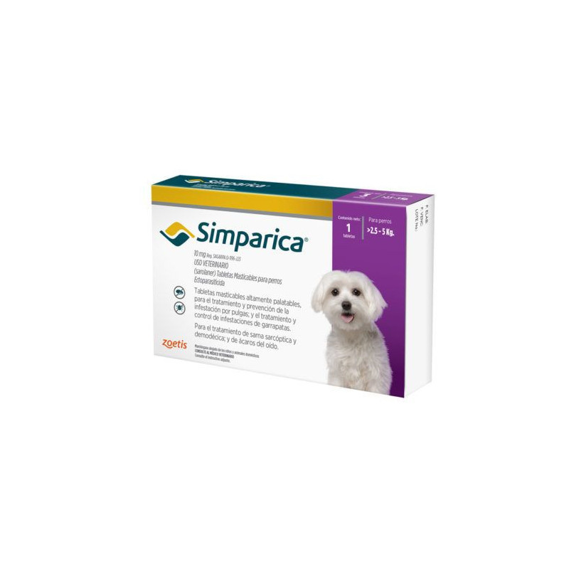 SIMPARICA 10 MG 1 COMPRIMIDO 2,5 A 5 K