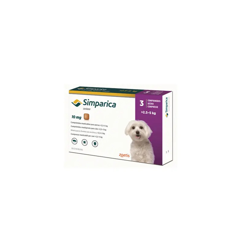 SIMPARICA 10 MG 3 COMPRIMIDO 2,5 A 5 K SIMPARICA 10 MG 3 COMPRIMIDO 2,5 A 5 K