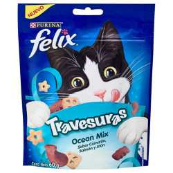 PURINA FELIX TRAVESURAS OCEAN MIX SABOR CAMARON SALMON Y ATUN 60G
