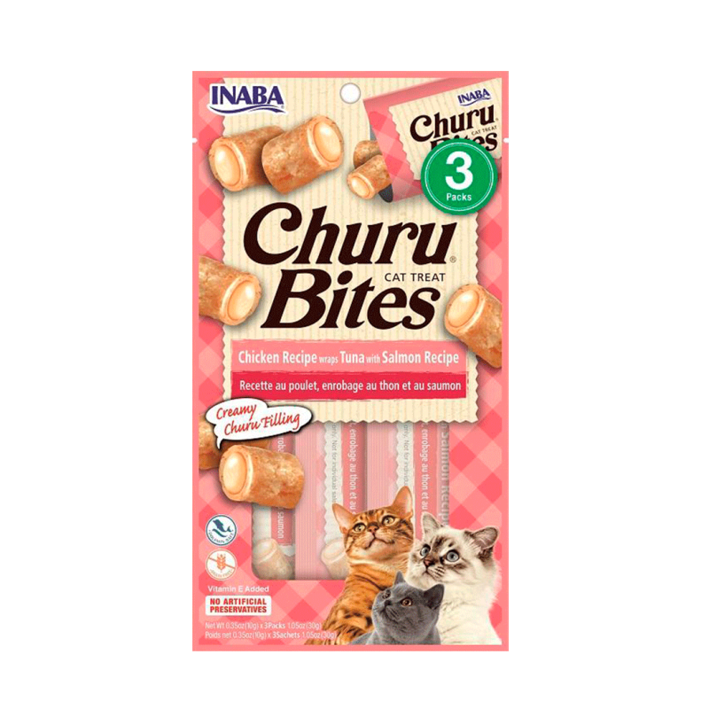 CHURU BITES CHICKEN RECIPE WRAPS TUNA WITH SALMON RECIPE (ATUN CON SALMON EN WRAPS DE POLLO) 4 TUBOS USA 723 CHURU BITES CHICKEN RECIPE WRAPS TUNA WITH SALMON RECIPE (ATUN CON SALMON EN WRAPS DE POLLO) 4 TUBOS USA 723