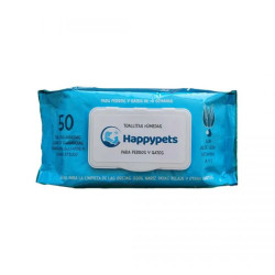 HAPPYPETS TOALLITAS HUMEDAS HIPOALERGENICAS PERROS Y GATOS AROMA COCO 50 UNID