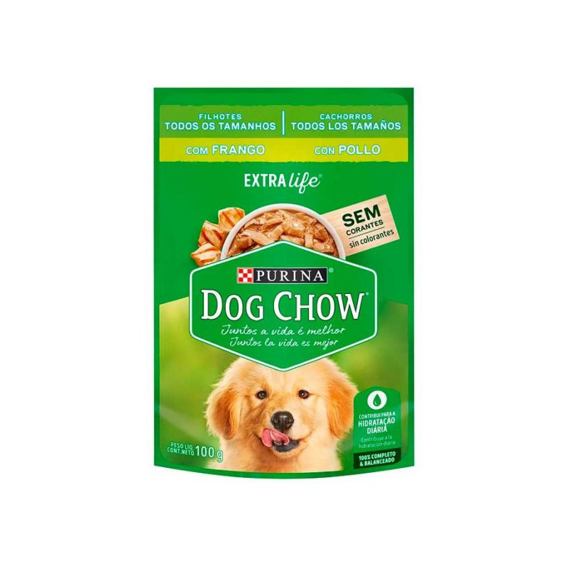 SACHET DOG CHOW CACHORROS SABOR POLLO 100G