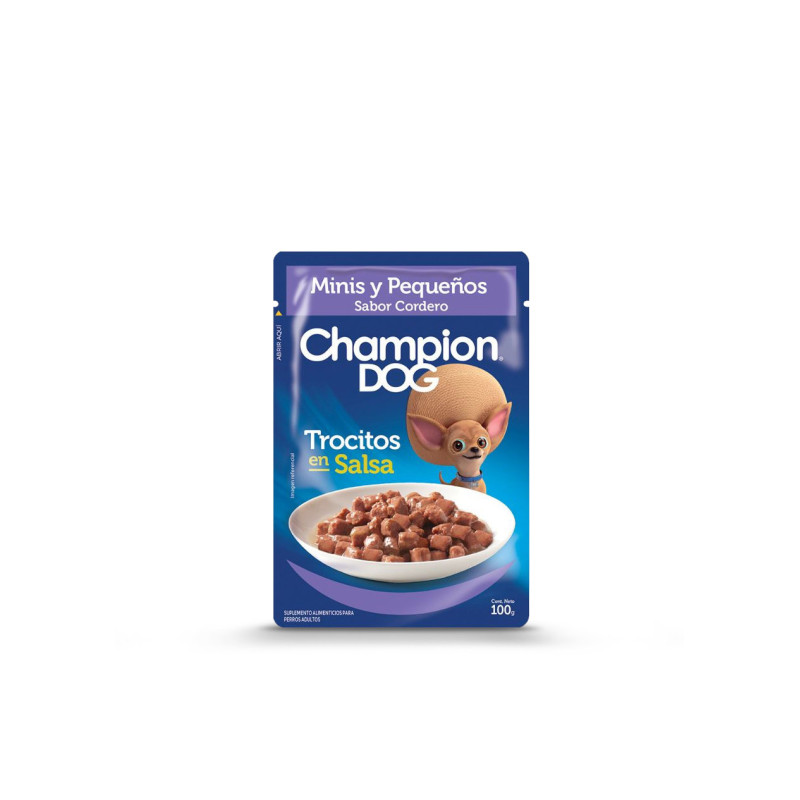 SACHET CHAMPION DOG MINIS Y PEQUEOS SABOR CORDERO 100G