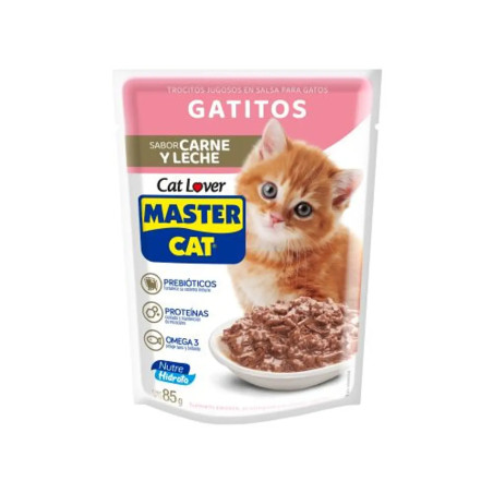 SACHET MASTER CAT GATITOS SABOR CARNE Y LECHE 85G