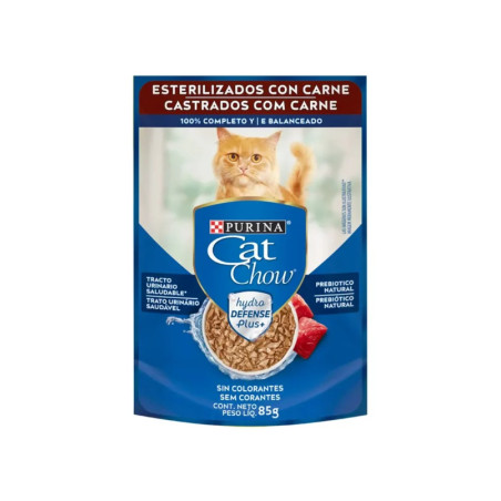 SACHET CAT CHOW ESTELIRIZADO SABOR CARNE 85G