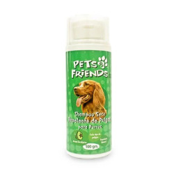 PETS FRIENDS SHAMPOO PERRO SECO REPELENTE DE PULGAS AROMA EUCALIPTO 100GRS.