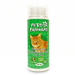 PETS FRIENDS SHAMPOO GATO SECO REPELENTE DE PULGAS AROMA EUCALIPTO 100GRS.