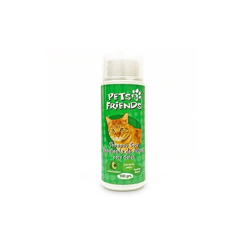 PETS FRIENDS SHAMPOO GATO SECO REPELENTE DE PULGAS AROMA EUCALIPTO 100GRS.