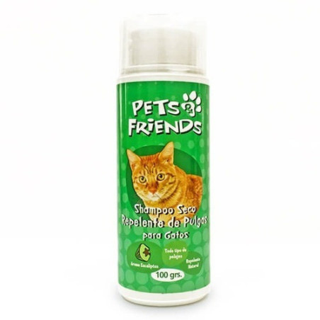PETS FRIENDS SHAMPOO GATO SECO REPELENTE DE PULGAS AROMA EUCALIPTO 100GRS.