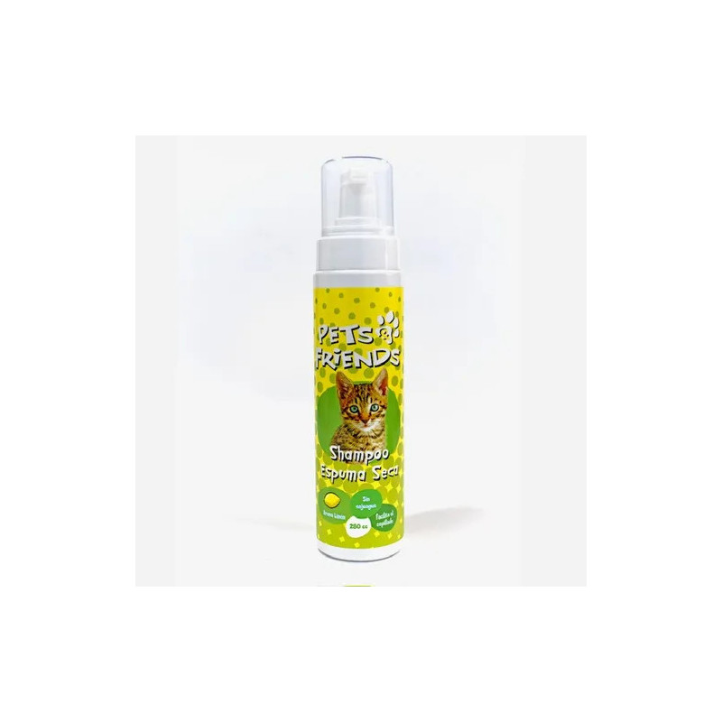 PETS FRIENDS SHAMPOO GATO ESPUMA SECA AROMA LIMON 280 CC