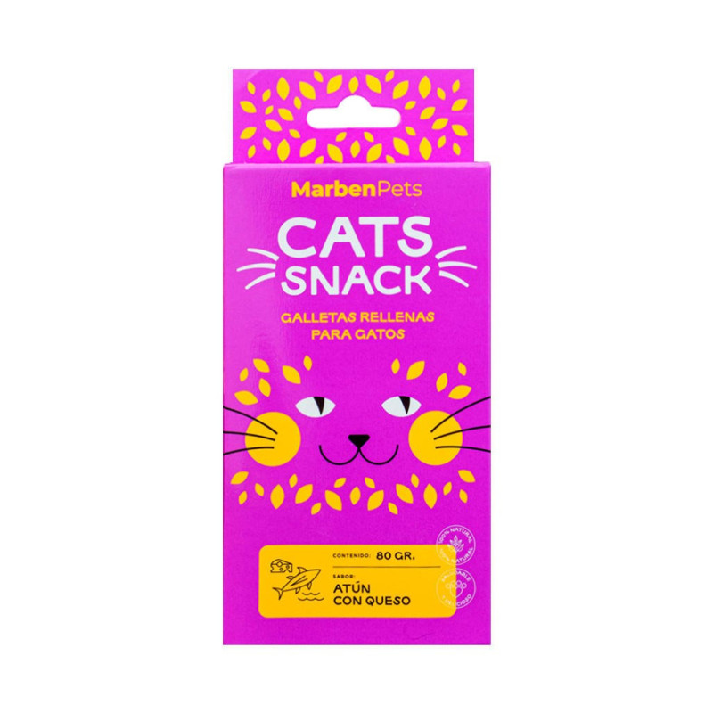 MARBEN PETS CATS SNACKS GALLETAS RELLENAS SABOR ATUN CON QUESO 80 GR